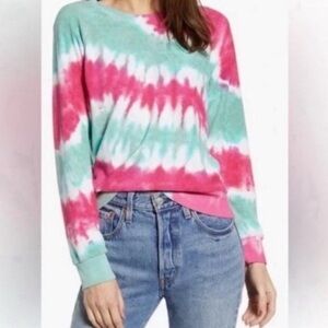Wildfox Fiona Tie Dye Crewneck Terry Cloth Sweatshirt Size M